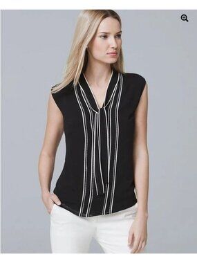 White House Black Market Flowy Relaxed Sleeveless Knot Front Top Women Size 6